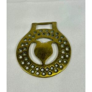 19th Century Brass Horse Harness Medallion Tulip Parade